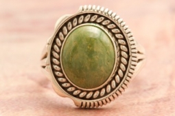 Artie Yellowhorse Genuine Royston Turquoise Sterling Silver Navajo Ring